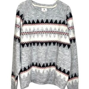 Sundry Fair Isle Sweater Small Gray Wool Soft Cozy Warm Grannycore Knit Yoke